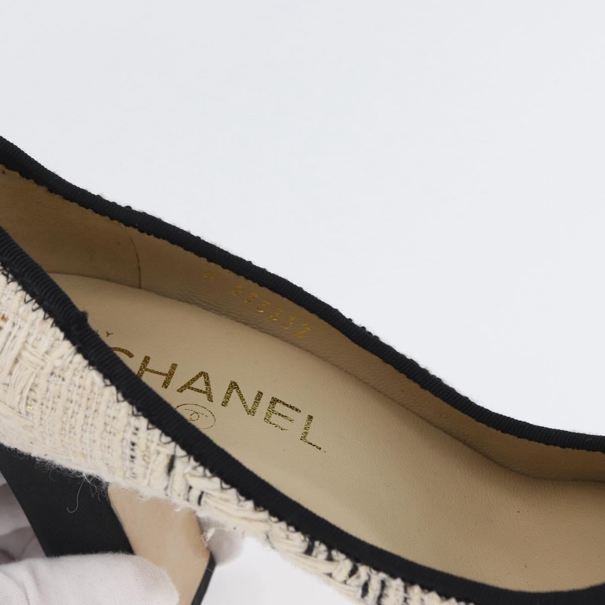 CHANEL Pumps High Heels Tweed 35 Black White CC Auth 166839M