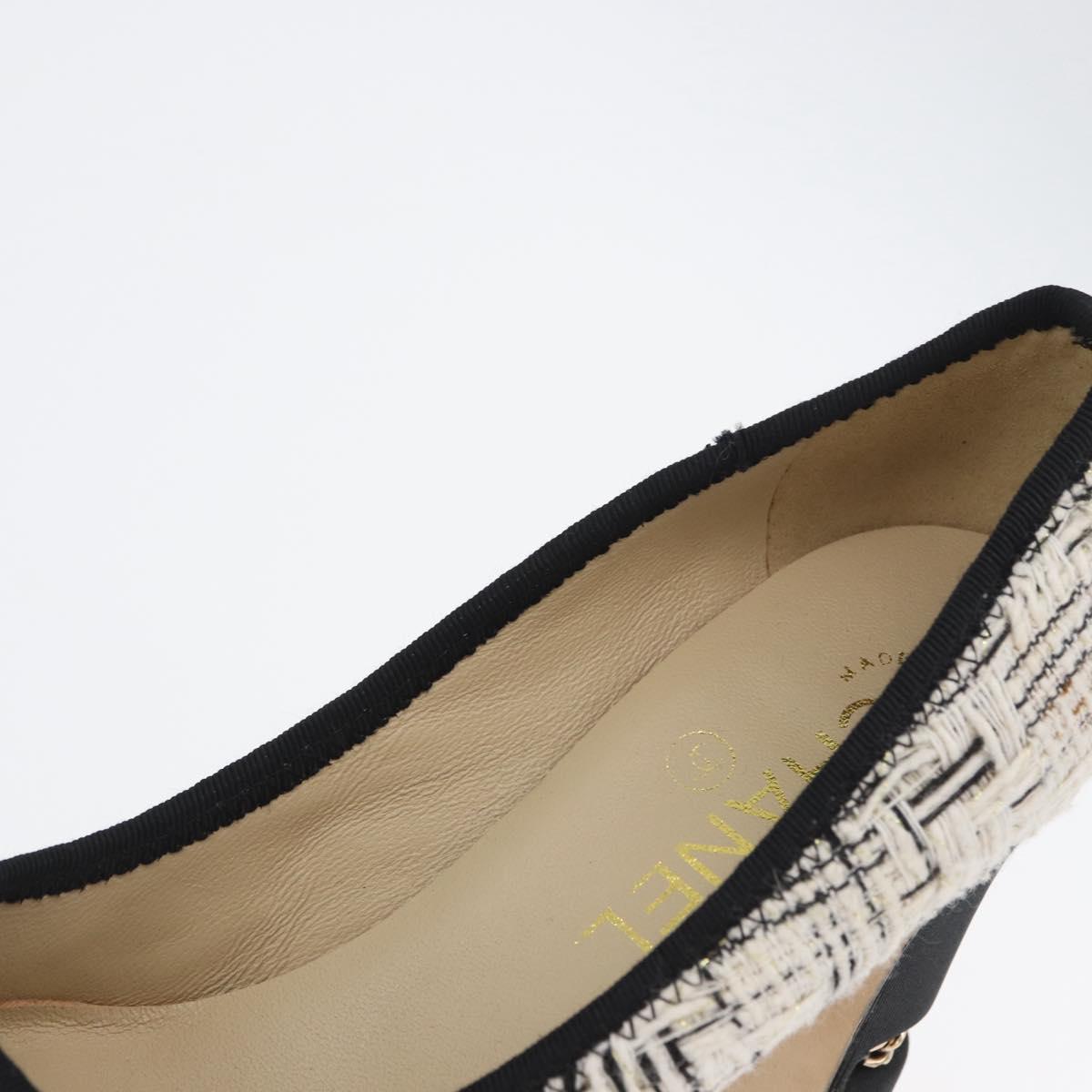 CHANEL Pumps High Heels Tweed 35 Black White CC Auth 166839M
