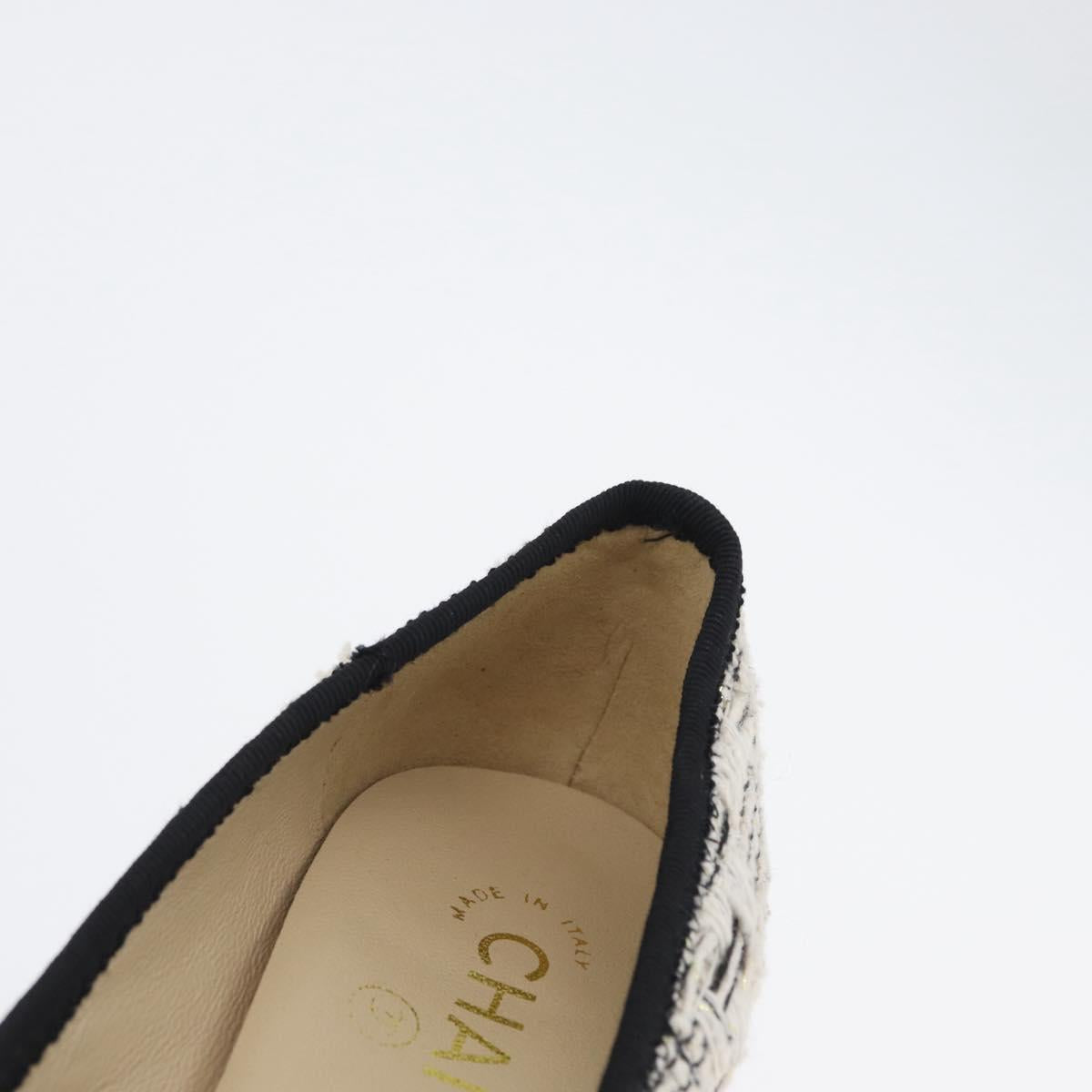 CHANEL Pumps High Heels Tweed 35 Black White CC Auth 166839M