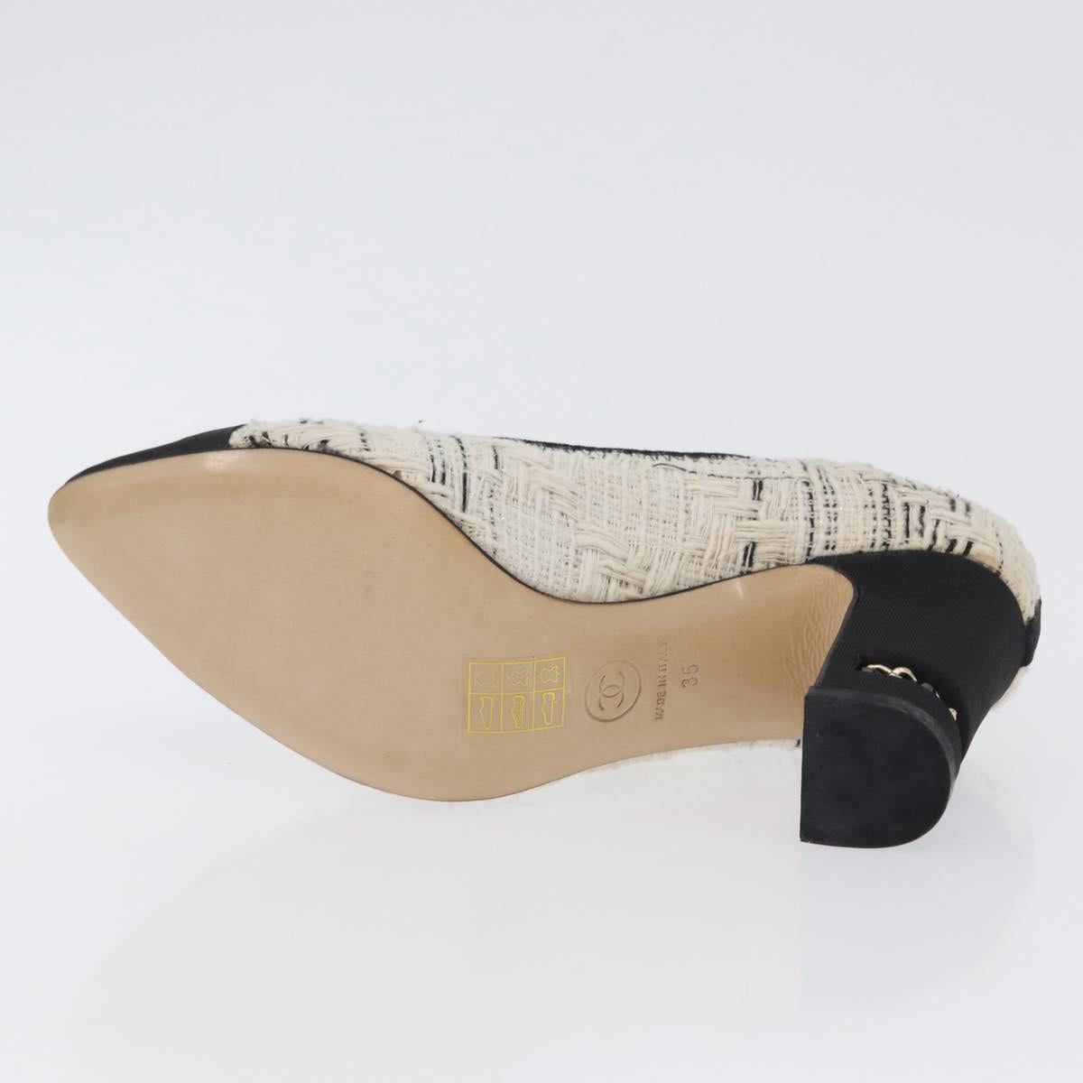 CHANEL Pumps High Heels Tweed 35 Black White CC Auth 166839M
