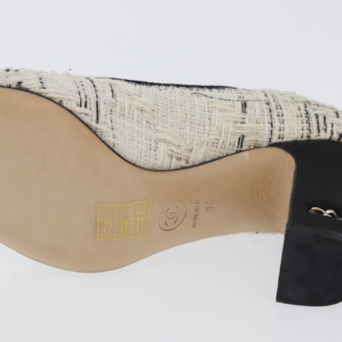 CHANEL Pumps High Heels Tweed 35 Black White CC Auth 166839M