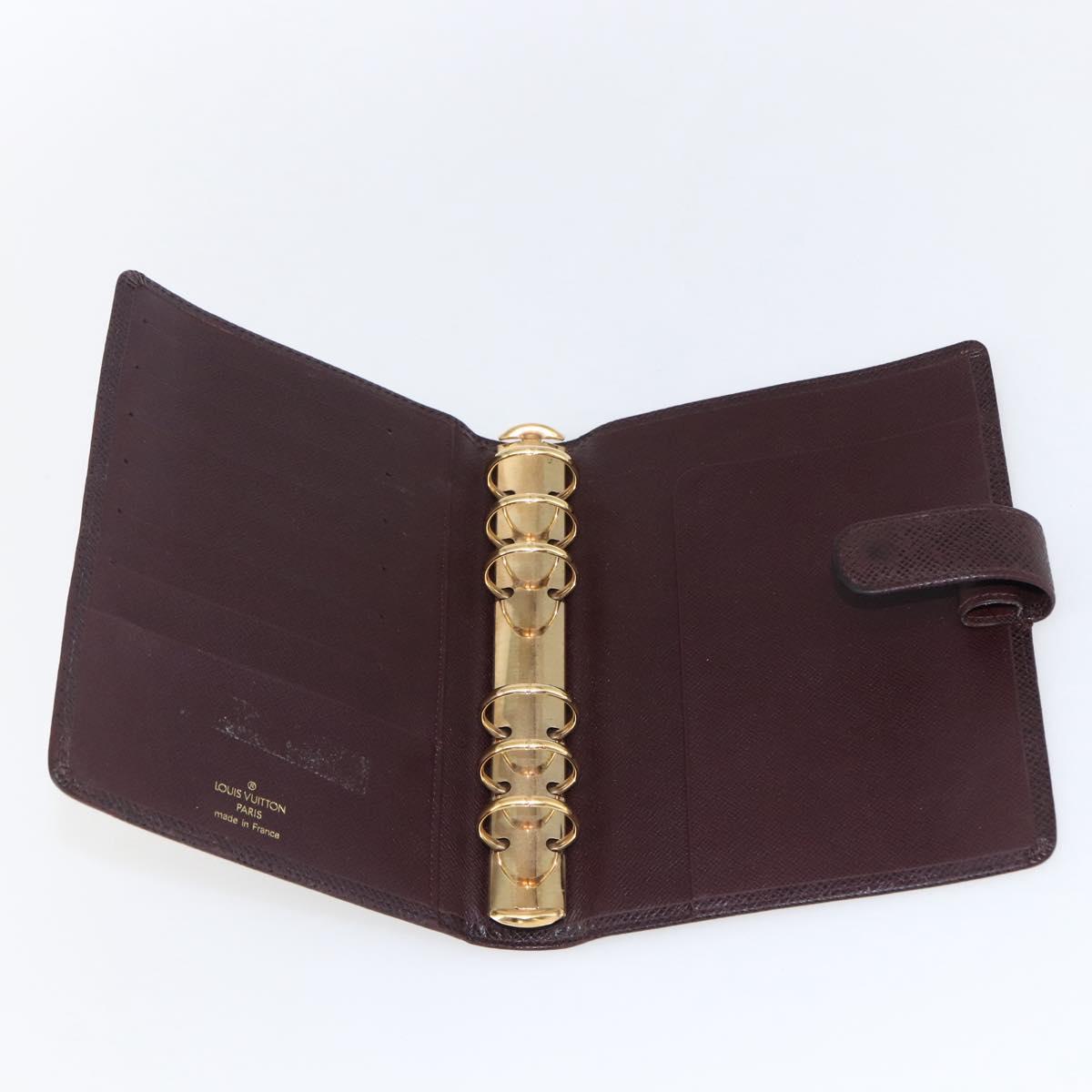LOUIS VUITTON Taiga Agenda MM Day Planner Cover Acajou R20416 LV Auth 166846