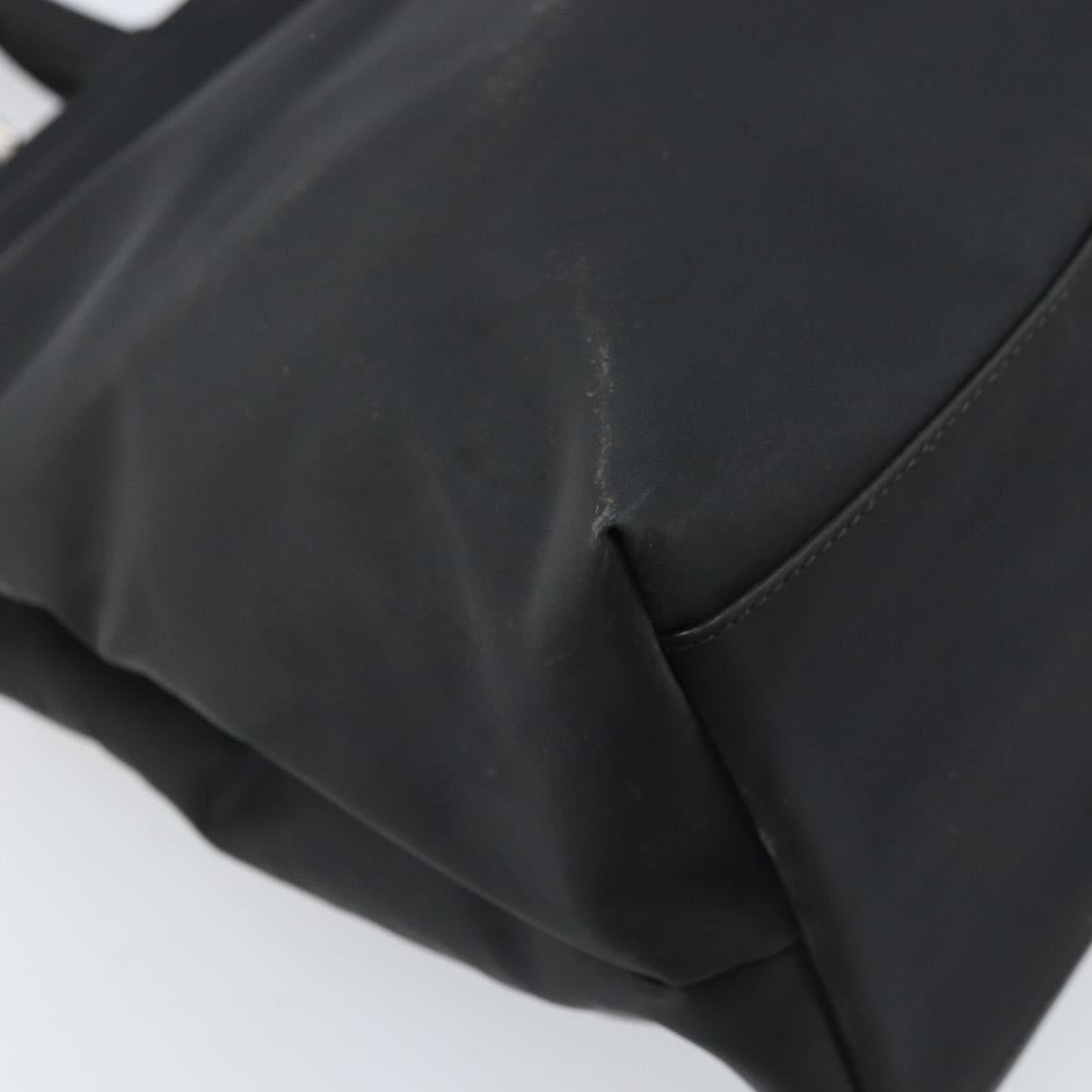 Salvatore Ferragamo Gancini Hand Bag Nylon 2way Black Silver Auth 166849
