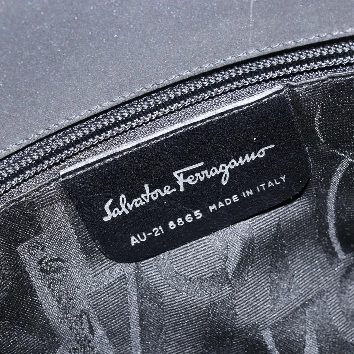 Salvatore Ferragamo Gancini Hand Bag Nylon 2way Black Silver Auth 166849