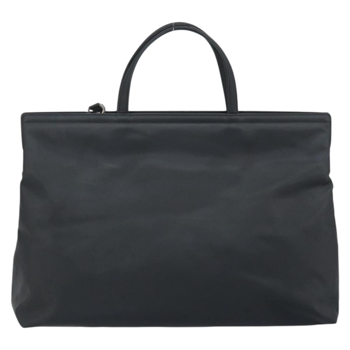 Salvatore Ferragamo Gancini Hand Bag Nylon 2way Black Silver Auth 166849