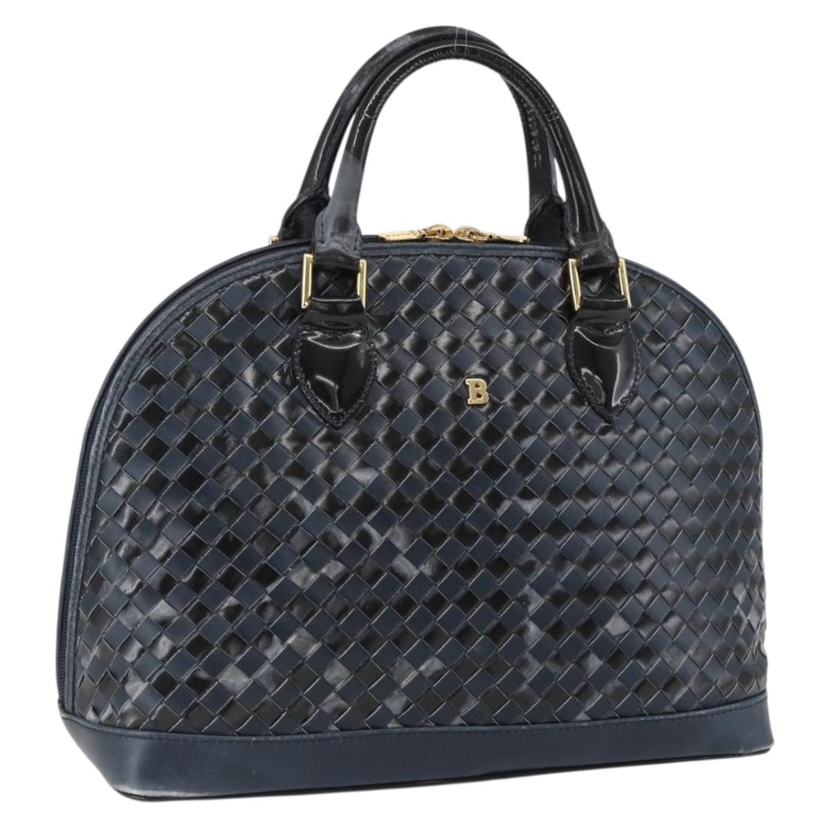BALLY Hand Bag Leather Black Gold Auth 166850
