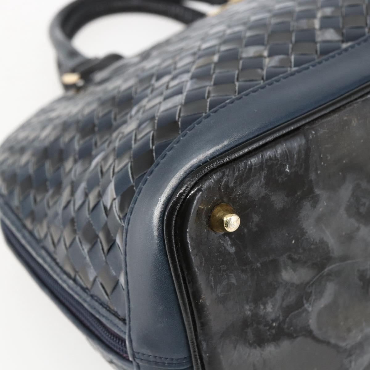 BALLY Hand Bag Leather Black Gold Auth 166850