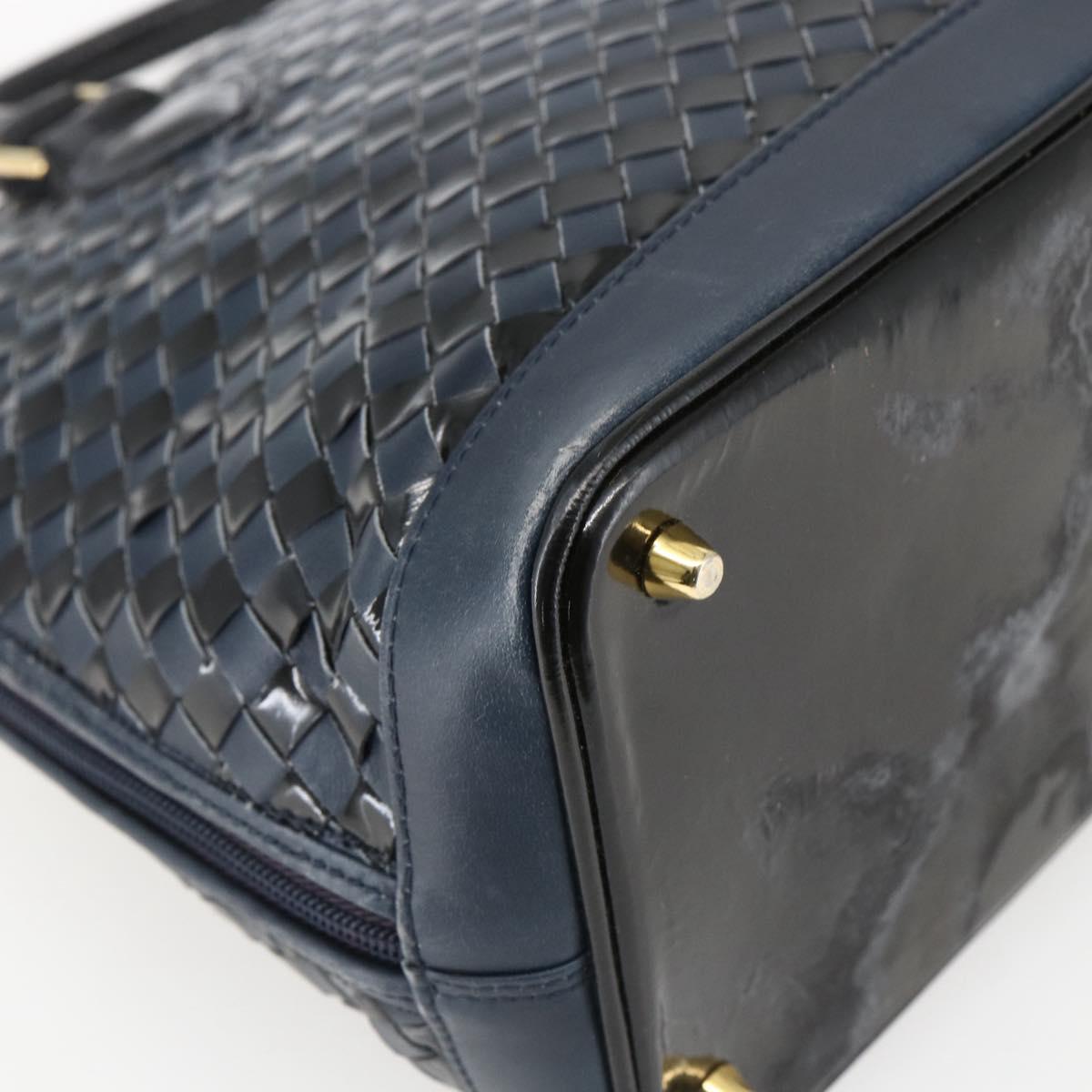 BALLY Hand Bag Leather Black Gold Auth 166850