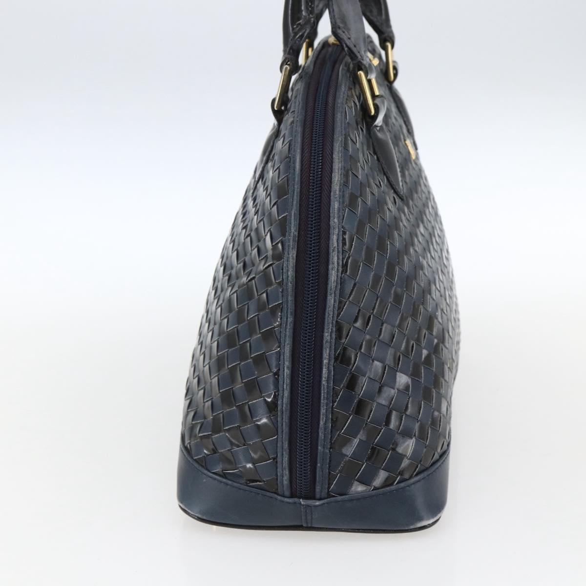 BALLY Hand Bag Leather Black Gold Auth 166850
