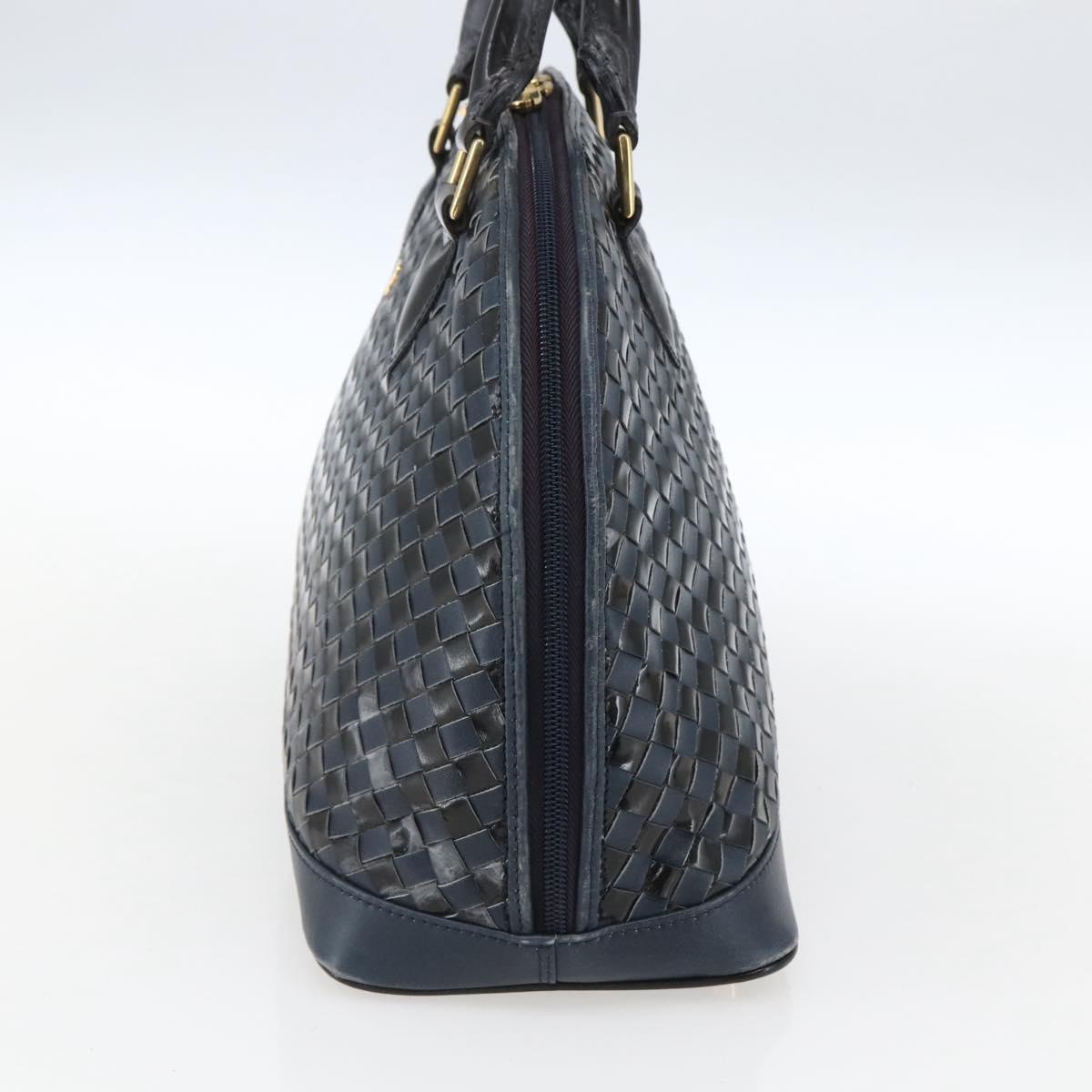 BALLY Hand Bag Leather Black Gold Auth 166850