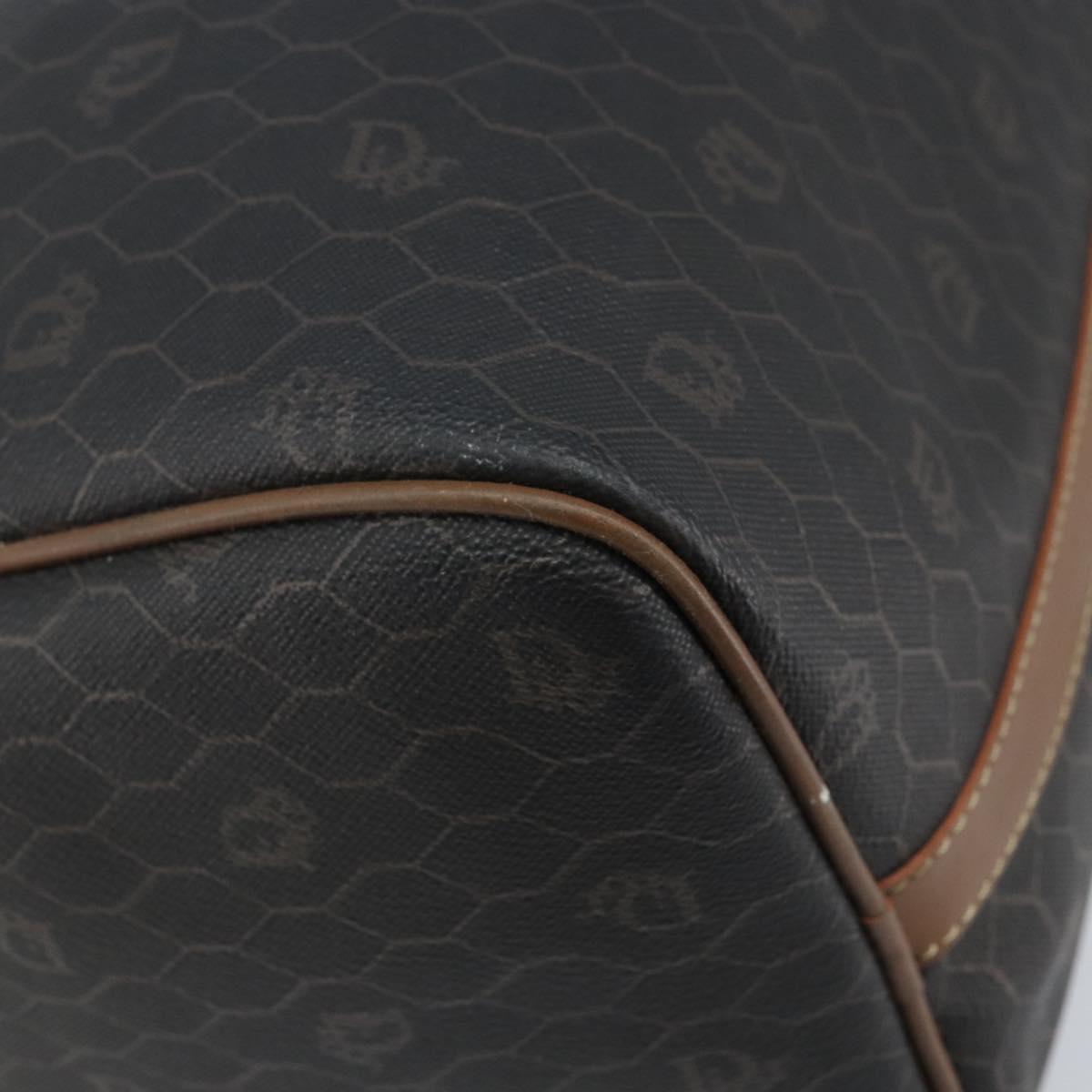 Christian Dior Honeycomb Canvas Hand Bag PVC Black Gold Auth 166851