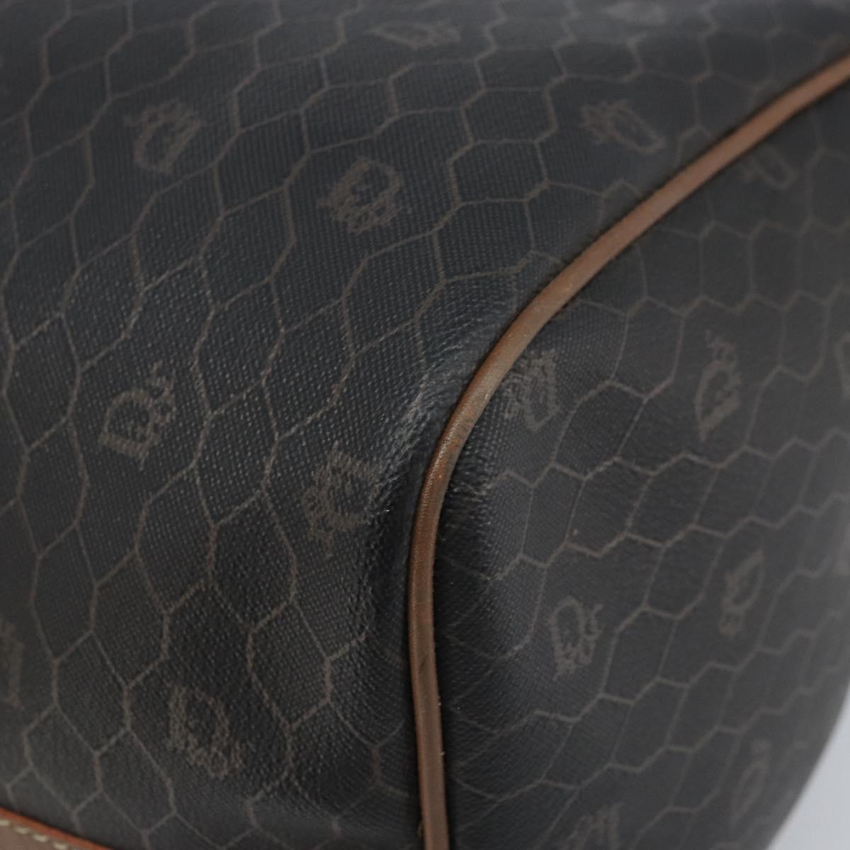 Christian Dior Honeycomb Canvas Hand Bag PVC Black Gold Auth 166851