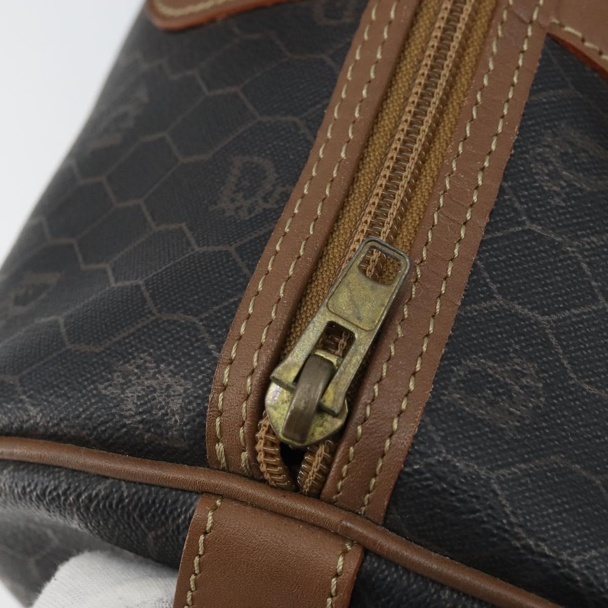 Christian Dior Honeycomb Canvas Hand Bag PVC Black Gold Auth 166851
