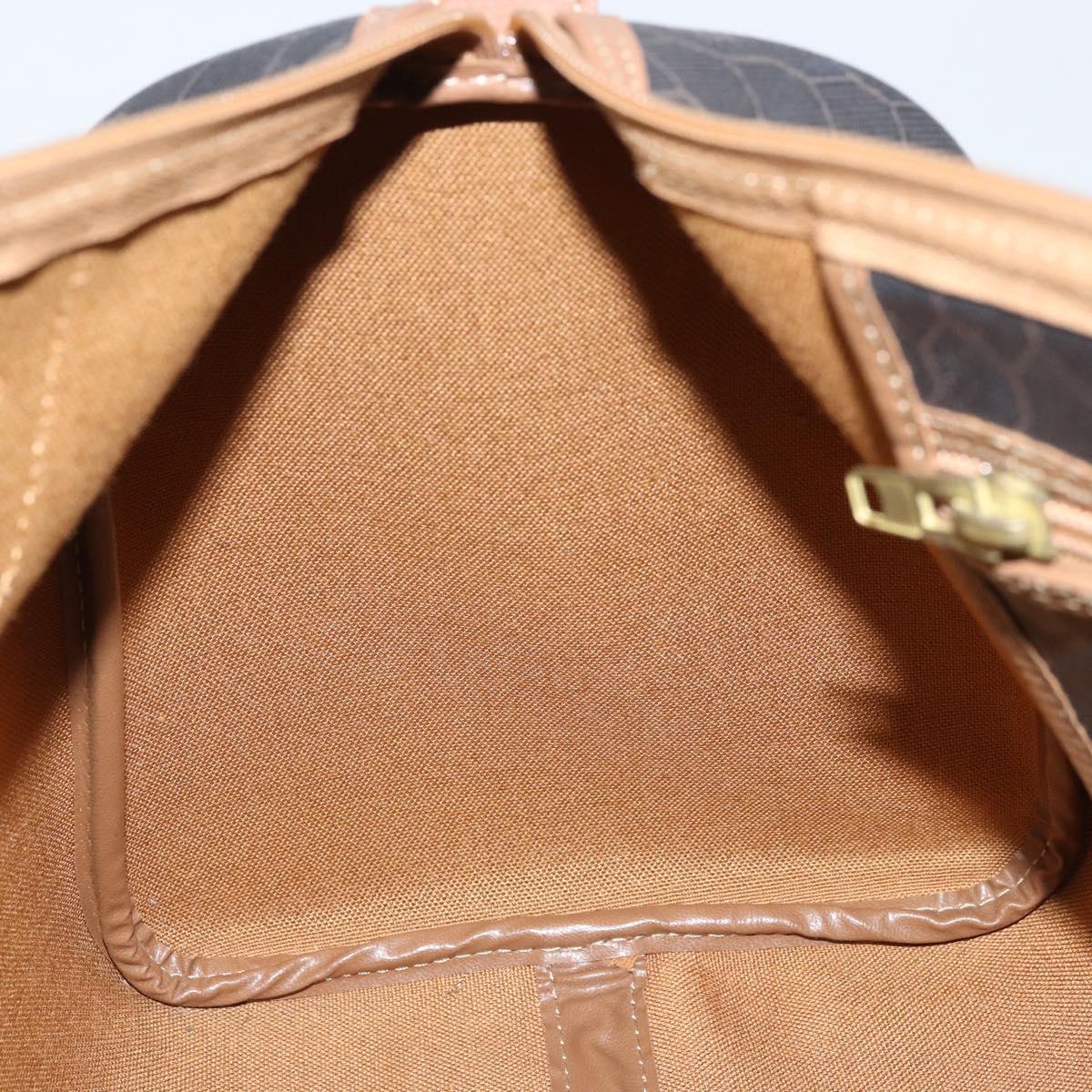 Christian Dior Honeycomb Canvas Hand Bag PVC Black Gold Auth 166851