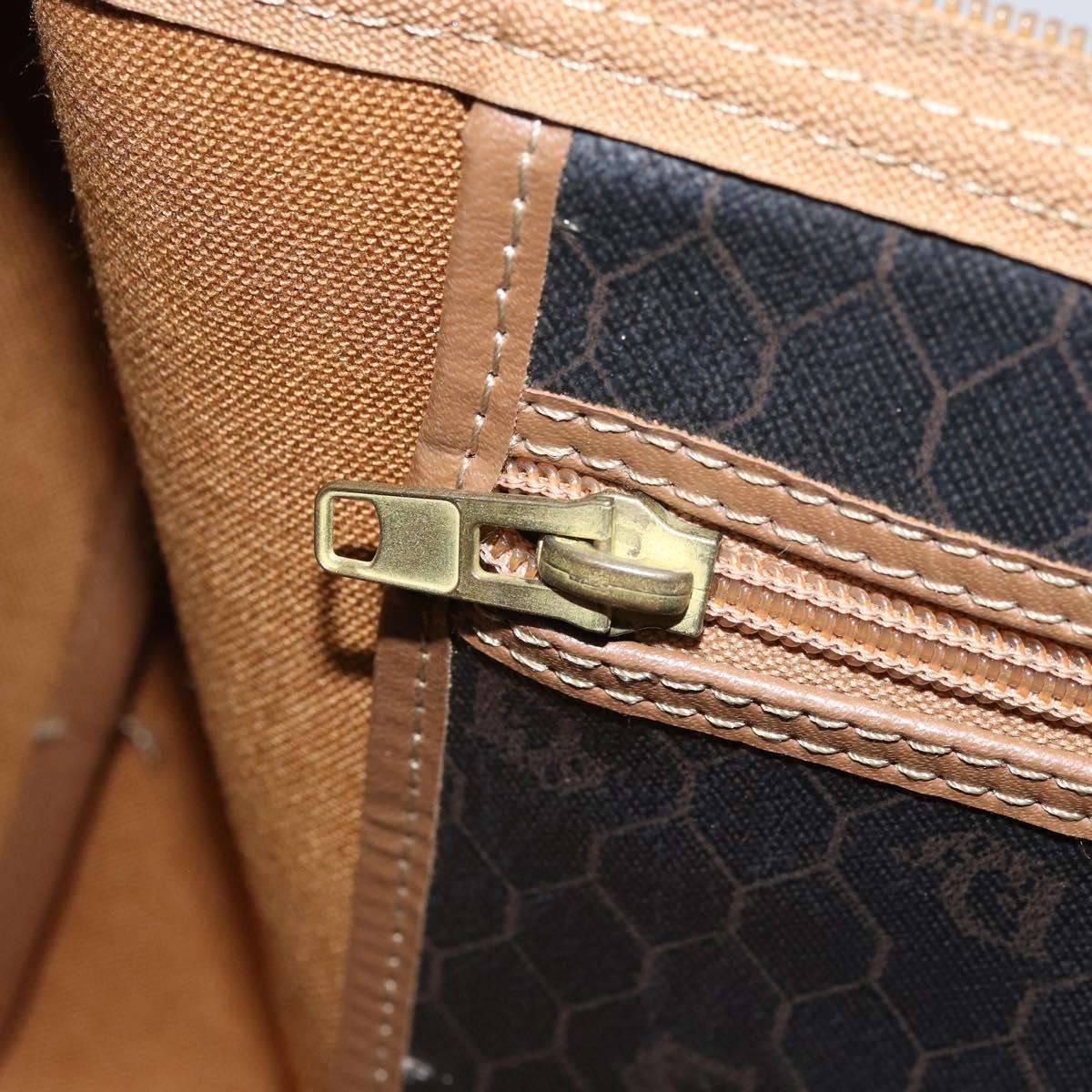 Christian Dior Honeycomb Canvas Hand Bag PVC Black Gold Auth 166851