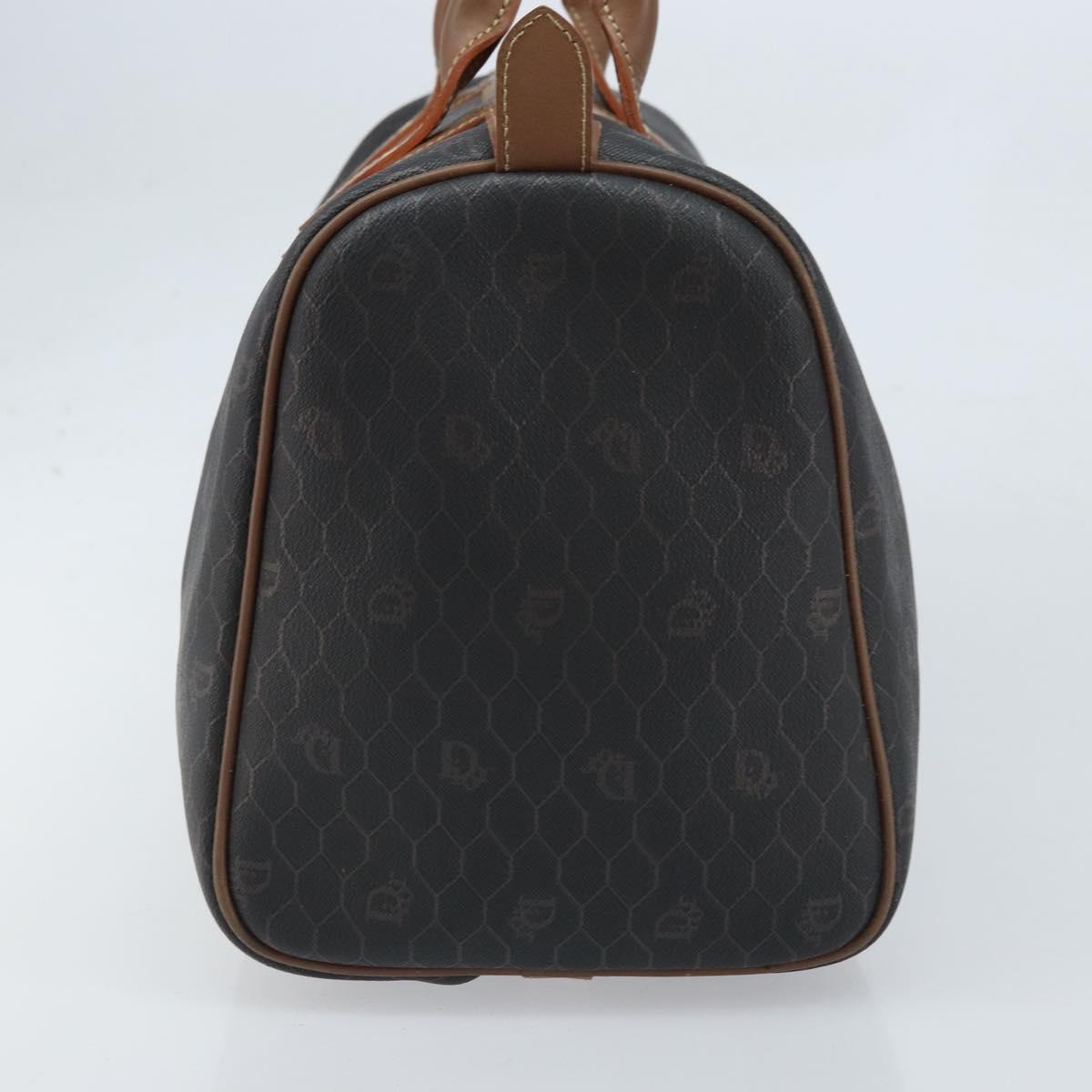 Christian Dior Honeycomb Canvas Hand Bag PVC Black Gold Auth 166851