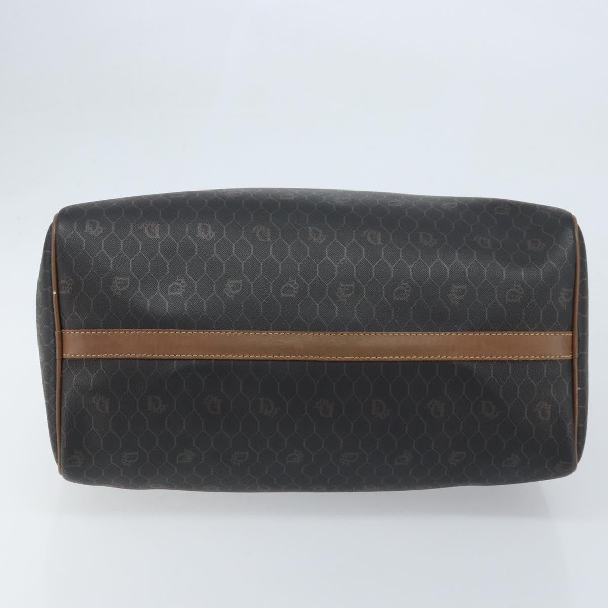 Christian Dior Honeycomb Canvas Hand Bag PVC Black Gold Auth 166851