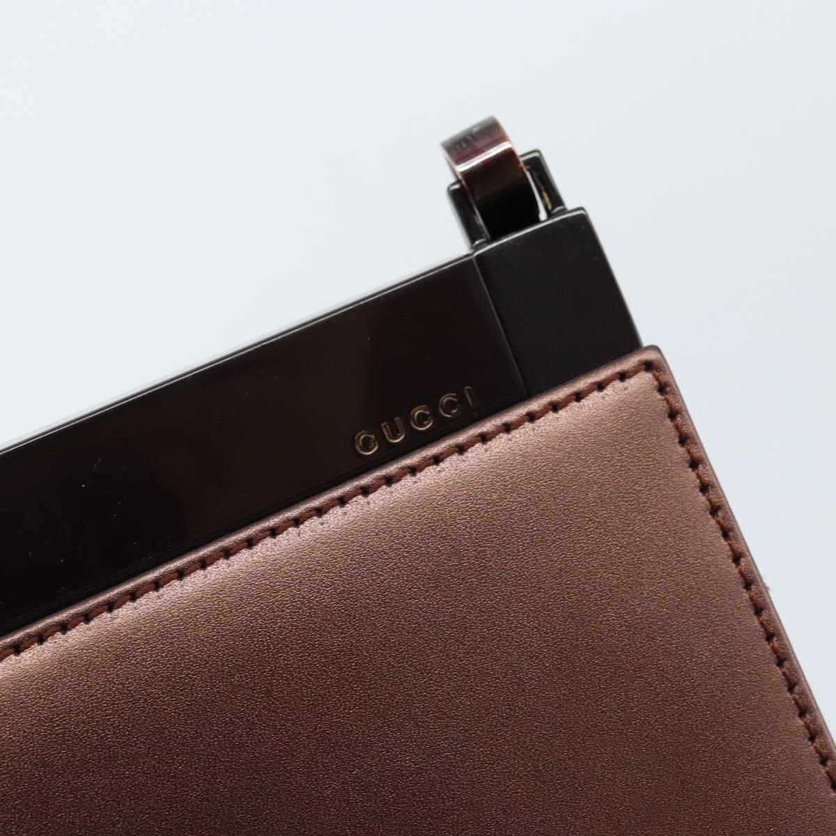 GUCCI Shoulder Bag Leather Metallic brown 004 0406 0498 Auth 166852