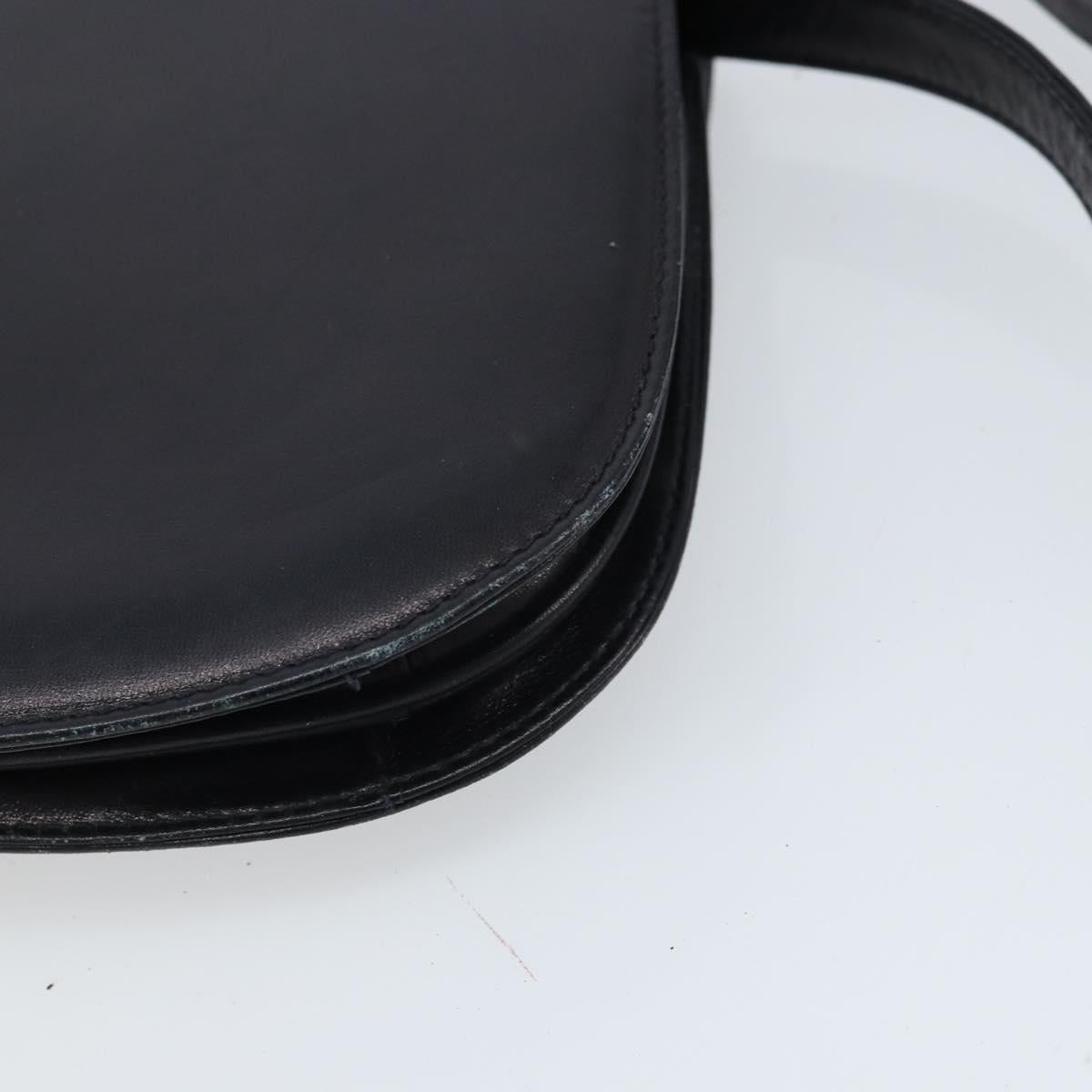 CELINE Shoulder Bag Leather Black Gold Auth 166854