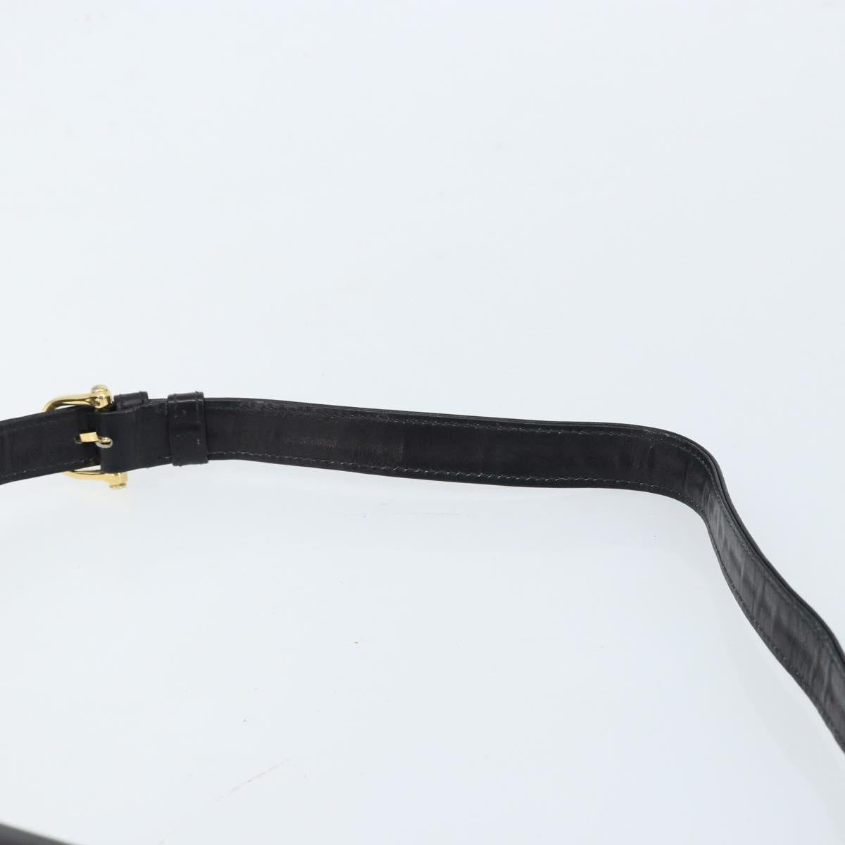 CELINE Shoulder Bag Leather Black Gold Auth 166854