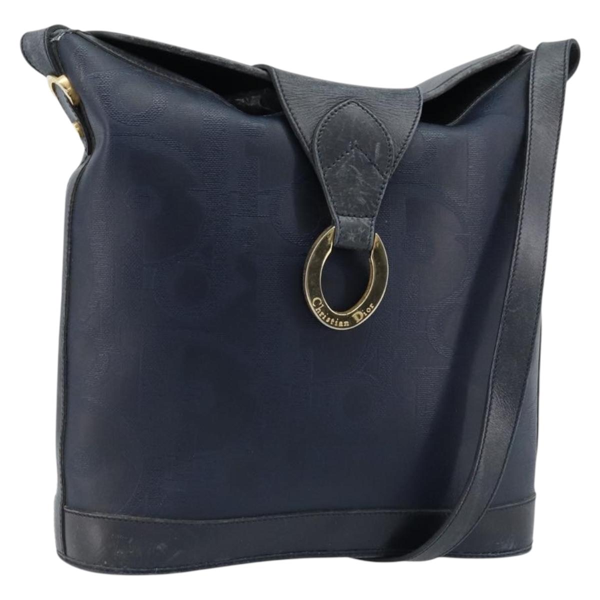 Christian Dior Shoulder Bag PVC Black Gold Auth 166855