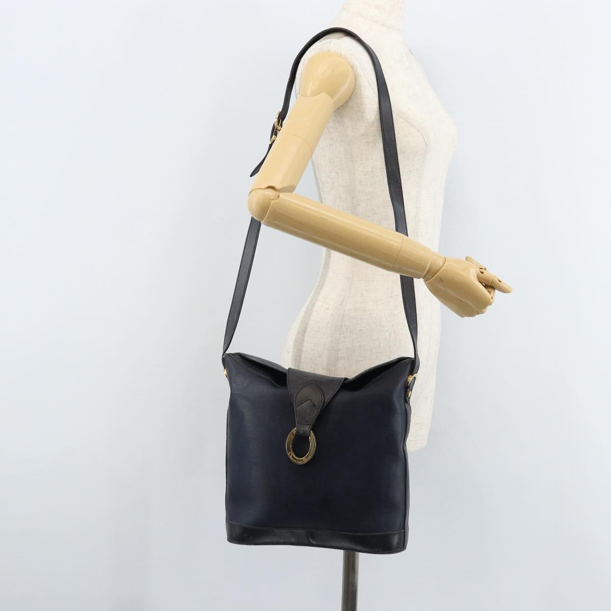 Christian Dior Shoulder Bag PVC Black Gold Auth 166855