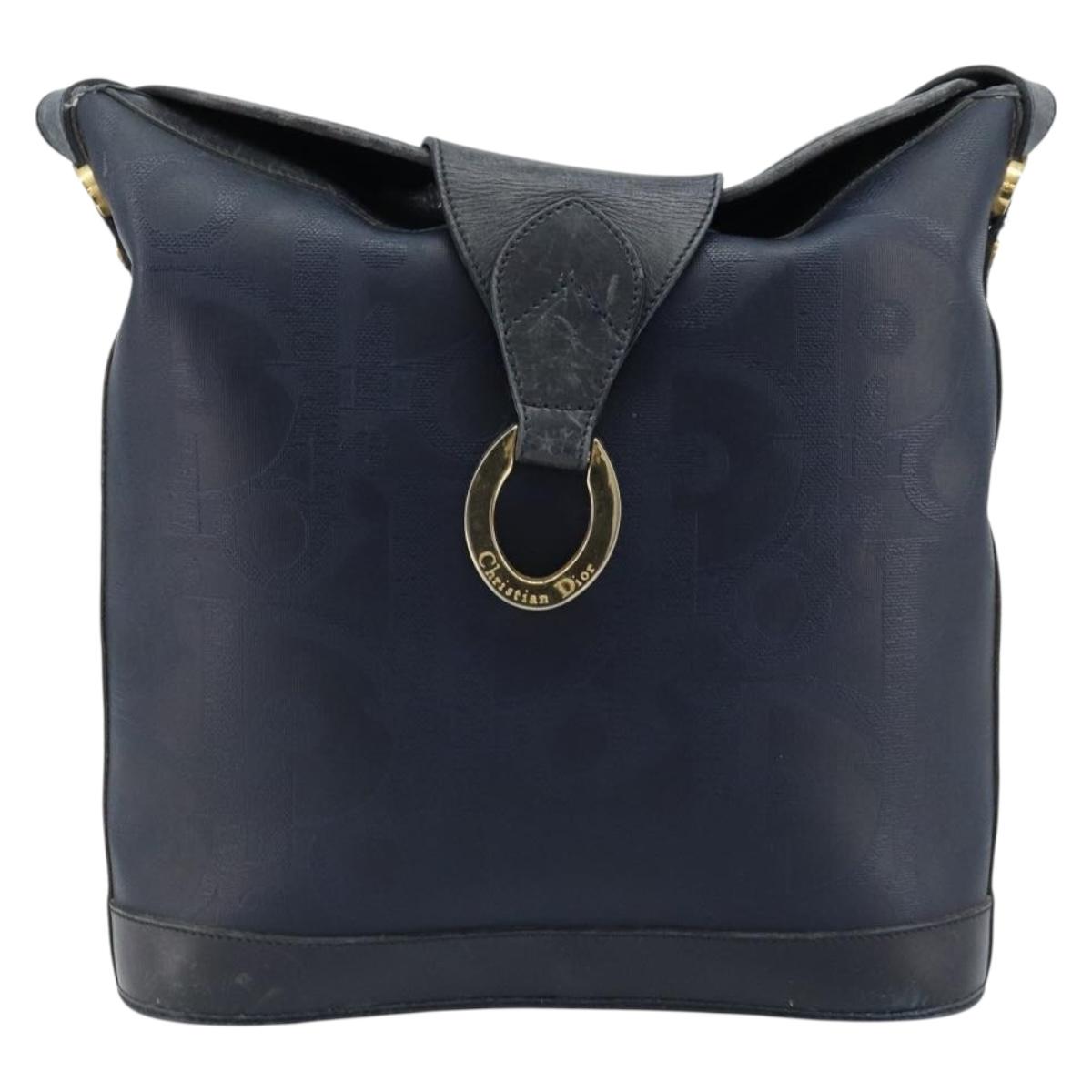 Christian Dior Shoulder Bag PVC Black Gold Auth 166855