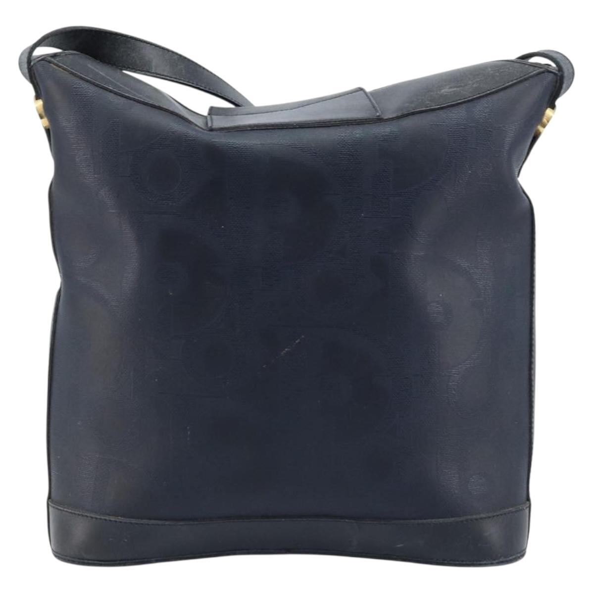 Christian Dior Shoulder Bag PVC Black Gold Auth 166855