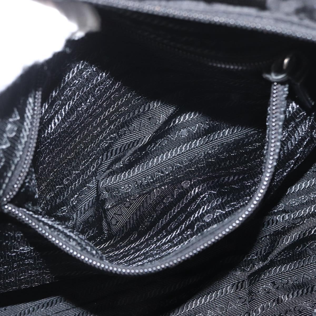 PRADA Hand Bag Nylon 2way Black Silver Auth 166856