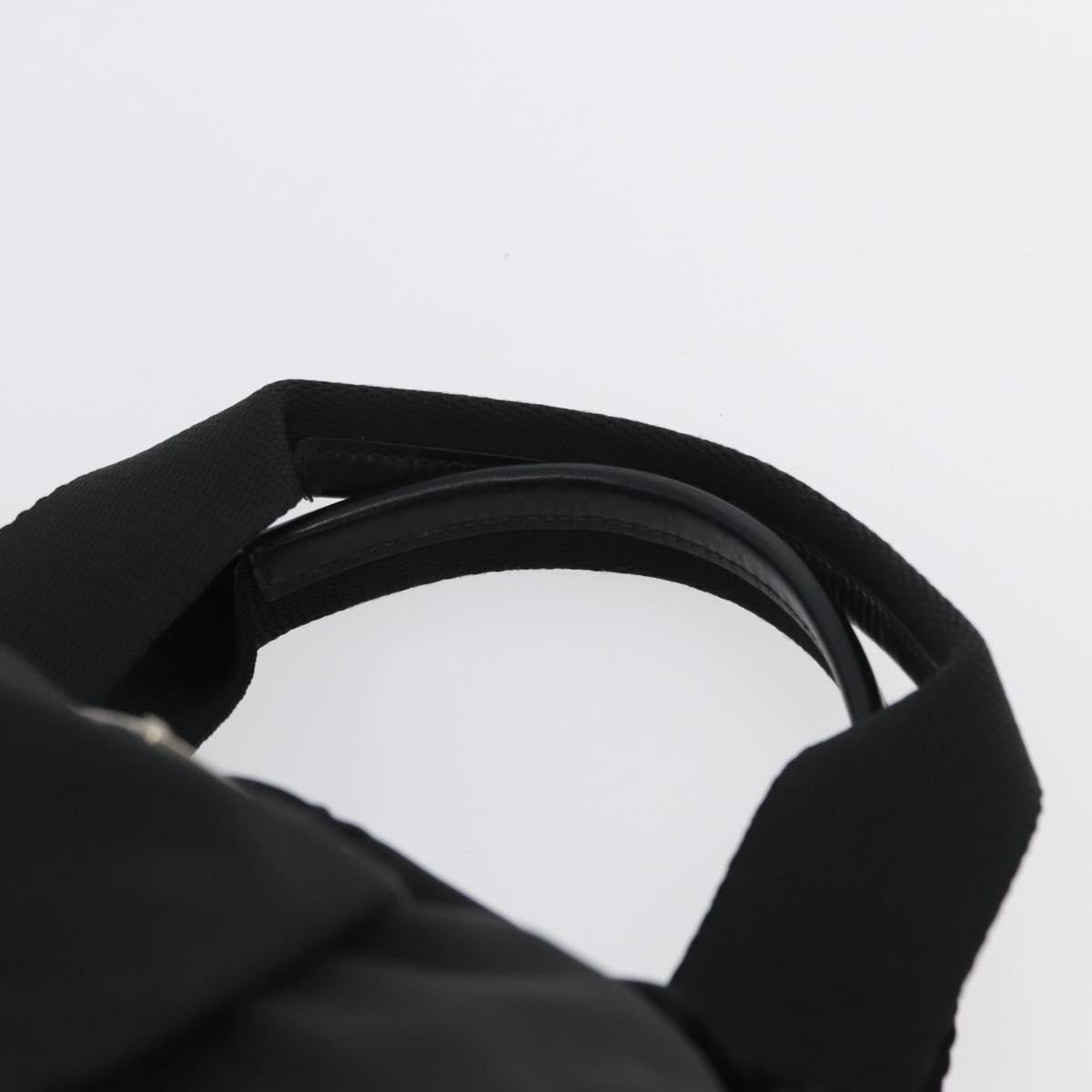 PRADA Hand Bag Nylon 2way Black Silver Auth 166856