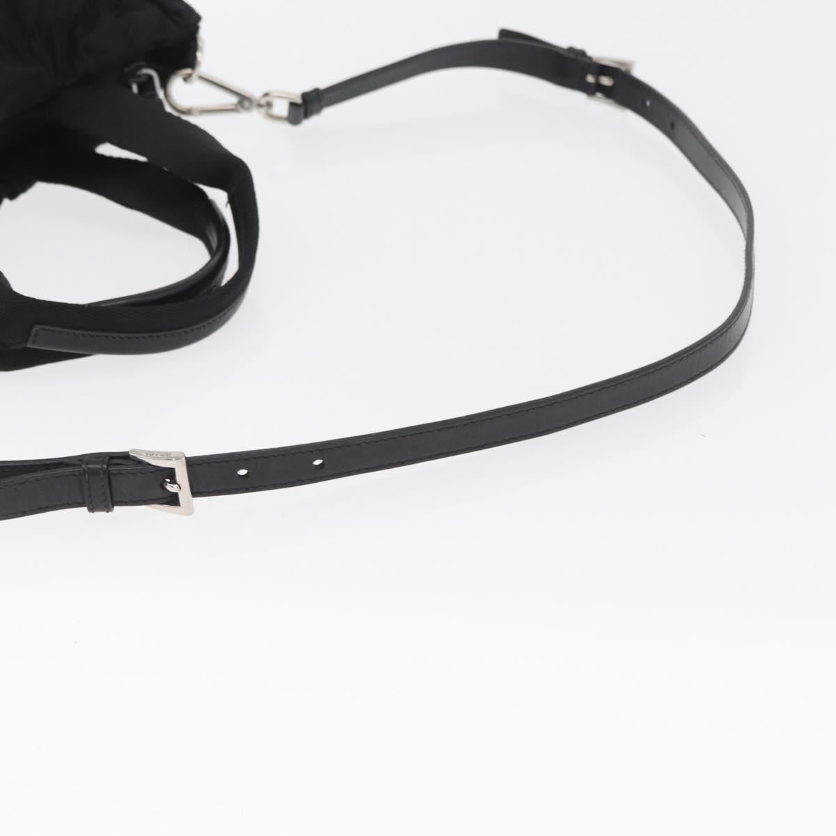 PRADA Hand Bag Nylon 2way Black Silver Auth 166856