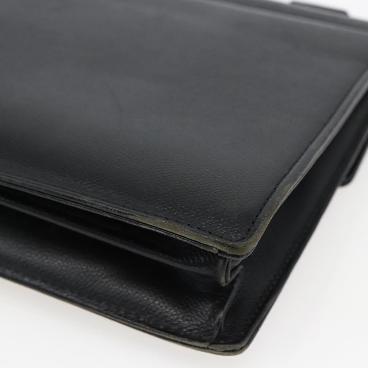 SAINT LAURENT Hand Bag Leather Black Gold Auth 166857