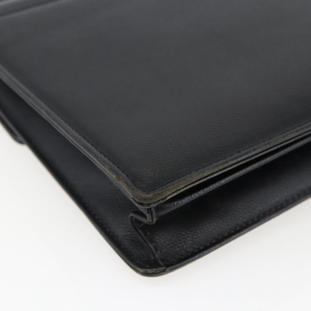 SAINT LAURENT Hand Bag Leather Black Gold Auth 166857