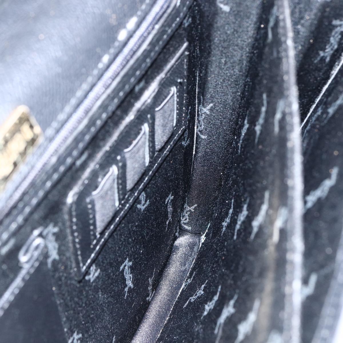 SAINT LAURENT Hand Bag Leather Black Gold Auth 166857