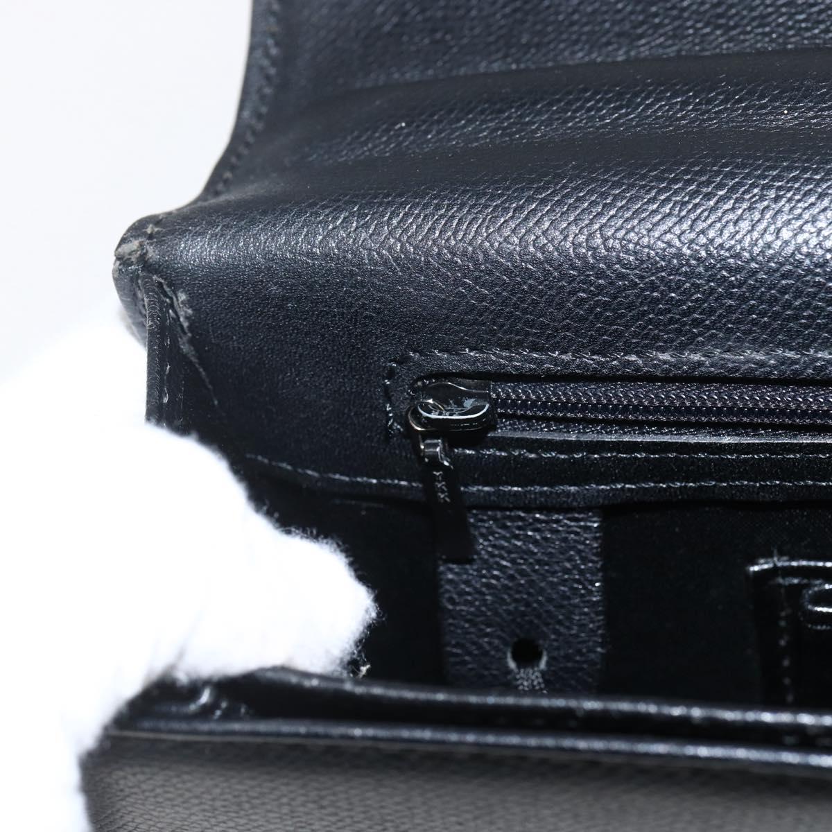 SAINT LAURENT Hand Bag Leather Black Gold Auth 166857