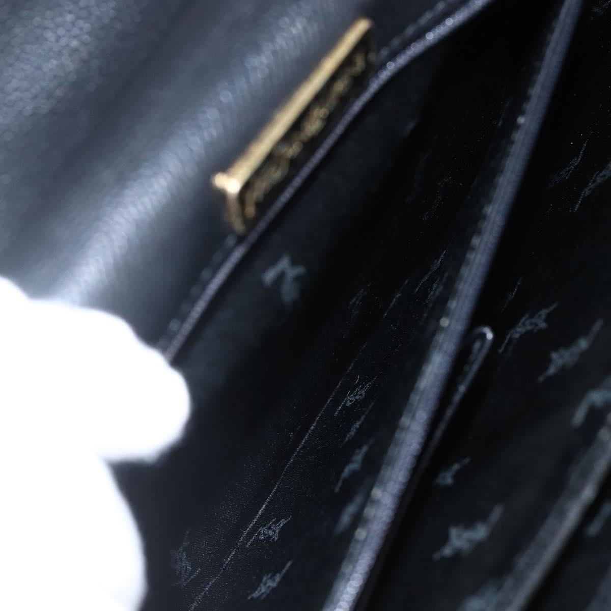 SAINT LAURENT Hand Bag Leather Black Gold Auth 166857