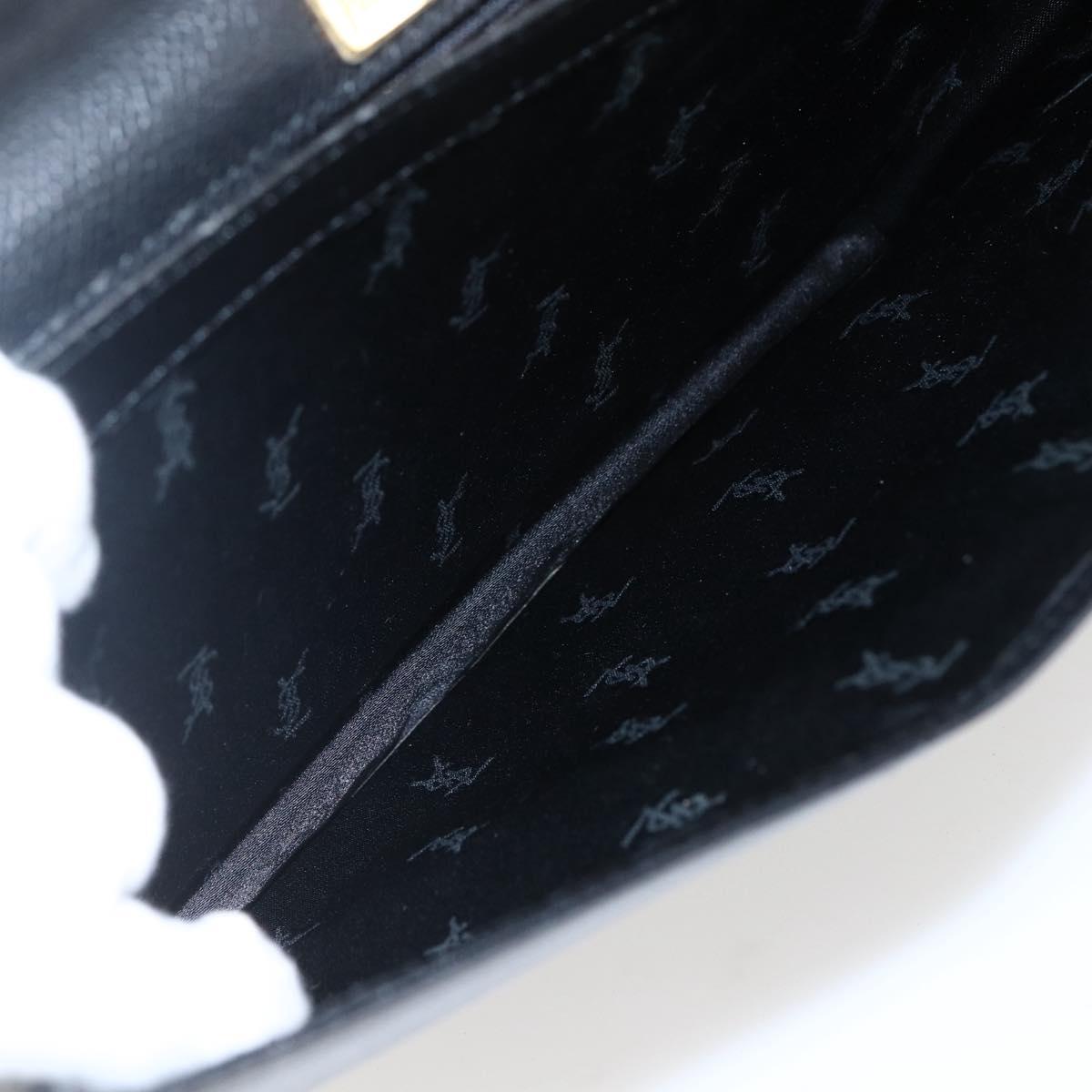 SAINT LAURENT Hand Bag Leather Black Gold Auth 166857