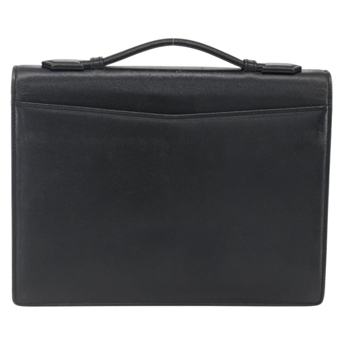 SAINT LAURENT Hand Bag Leather Black Gold Auth 166857
