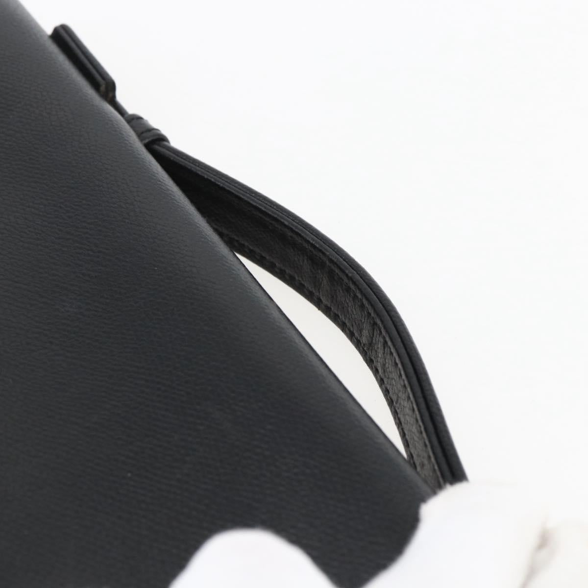 SAINT LAURENT Hand Bag Leather Black Gold Auth 166857