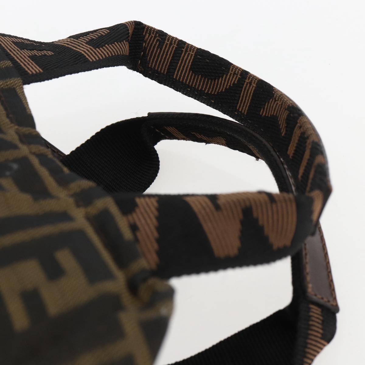 FENDI Zucca Canvas Hand Bag Brown Black Auth 166858