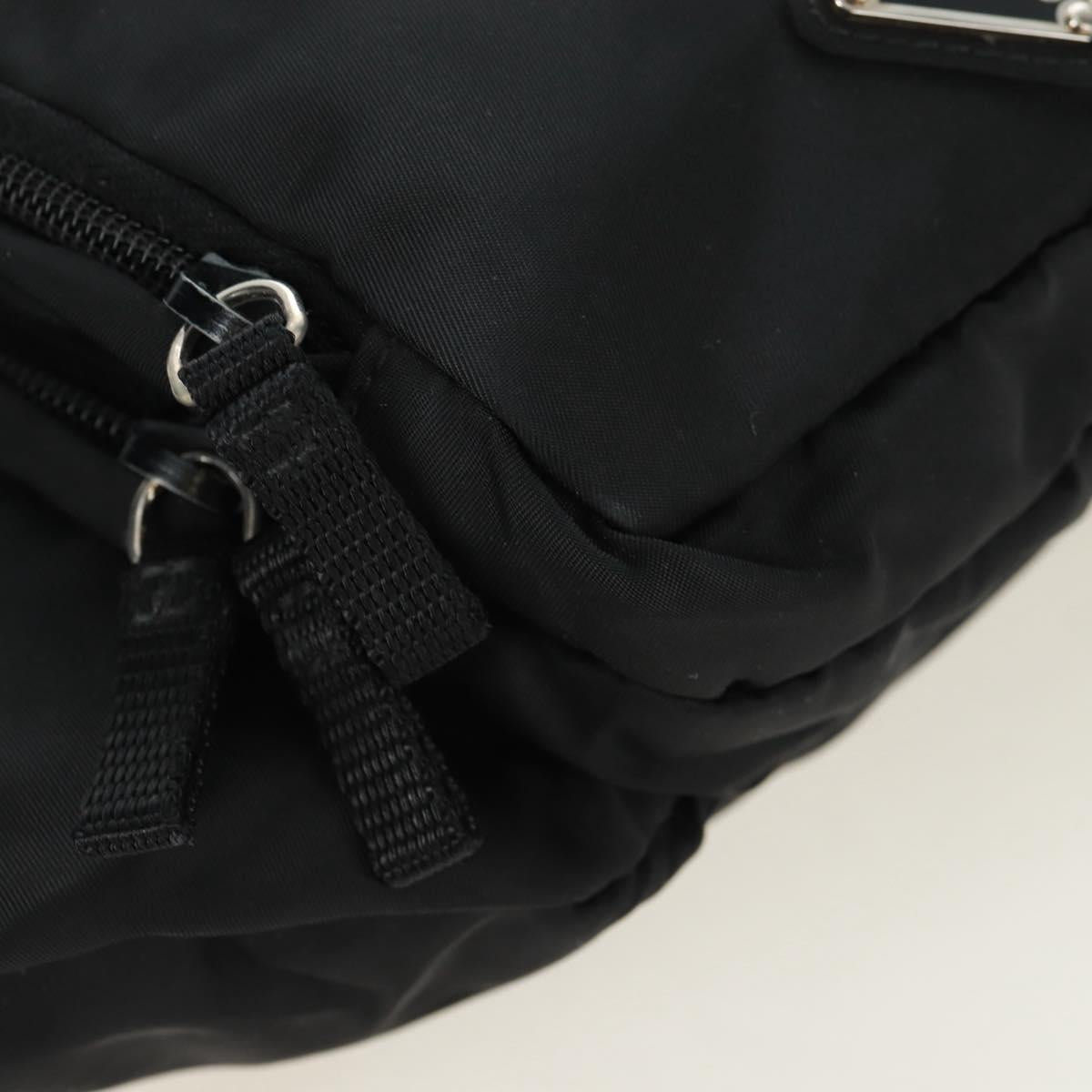 PRADA Bum Bag Body Bag Nylon Black Silver Auth 166860A