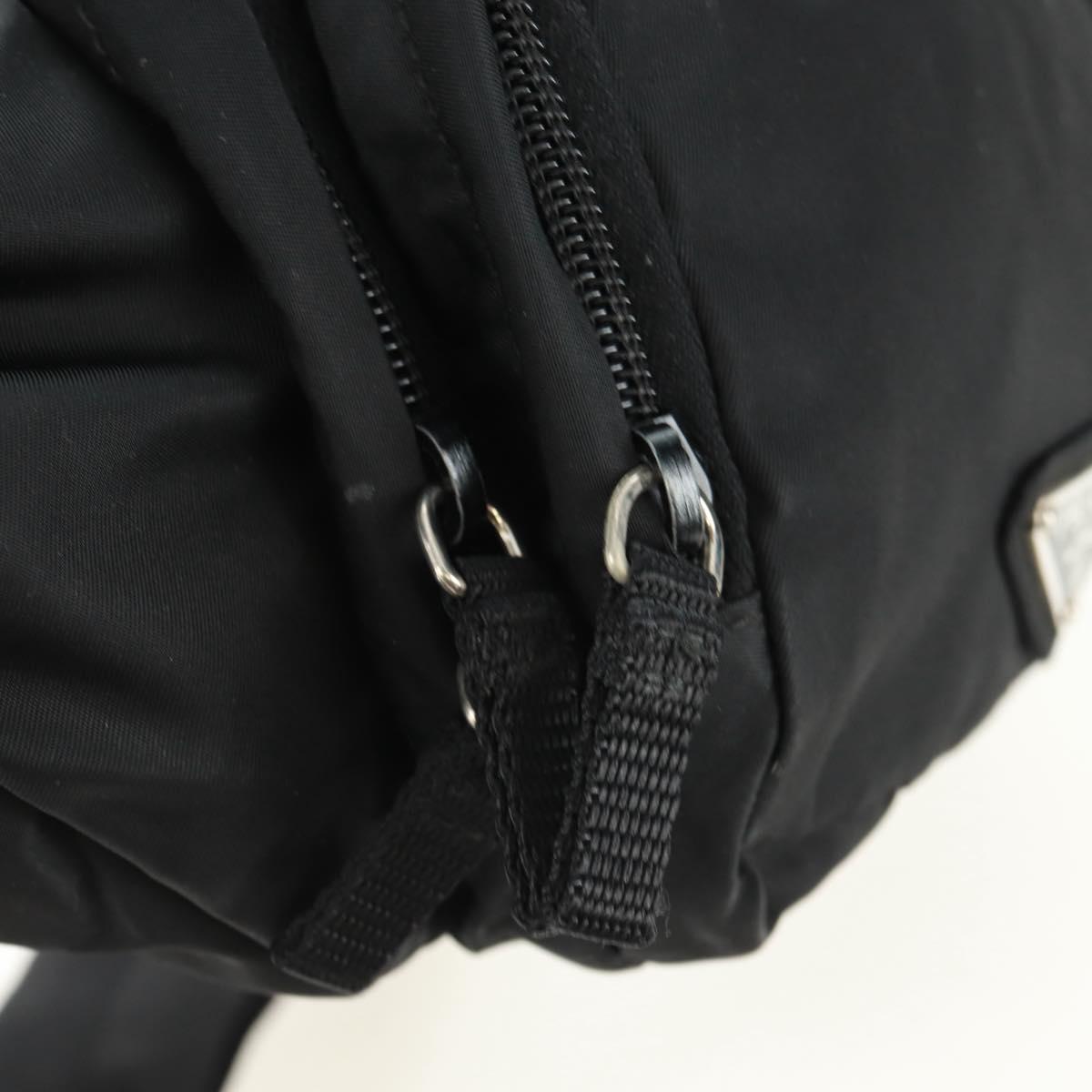 PRADA Bum Bag Body Bag Nylon Black Silver Auth 166860A