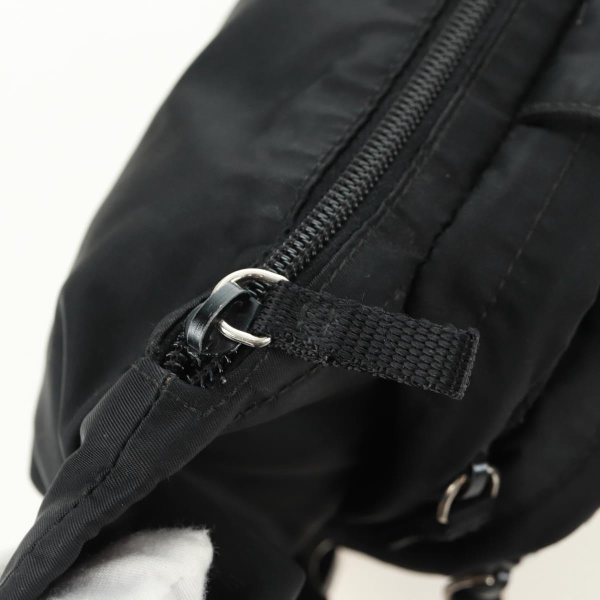 PRADA Bum Bag Body Bag Nylon Black Silver Auth 166860A