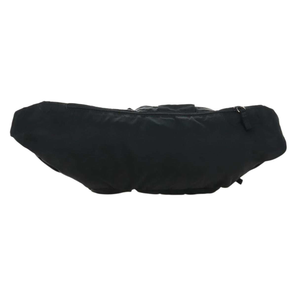 PRADA Bum Bag Body Bag Nylon Black Silver Auth 166860A