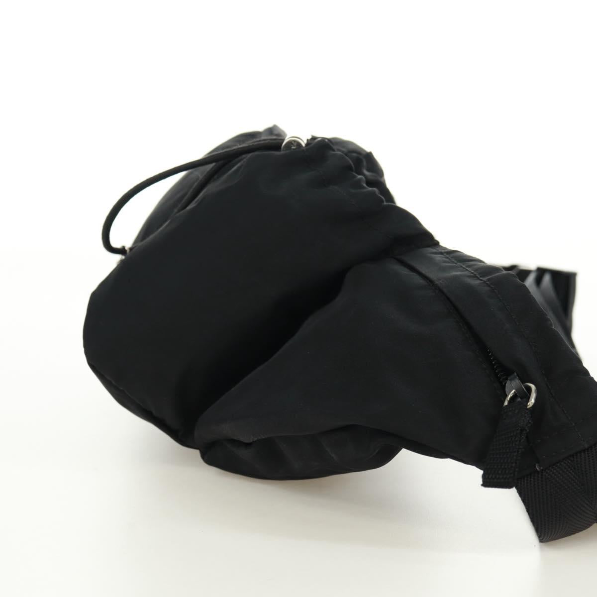 PRADA Bum Bag Body Bag Nylon Black Silver Auth 166860A