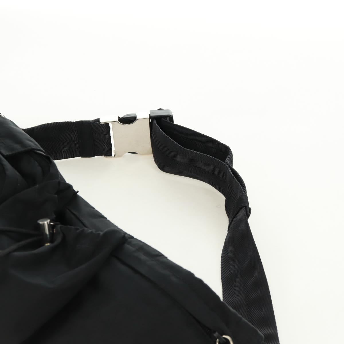 PRADA Bum Bag Body Bag Nylon Black Silver Auth 166860A
