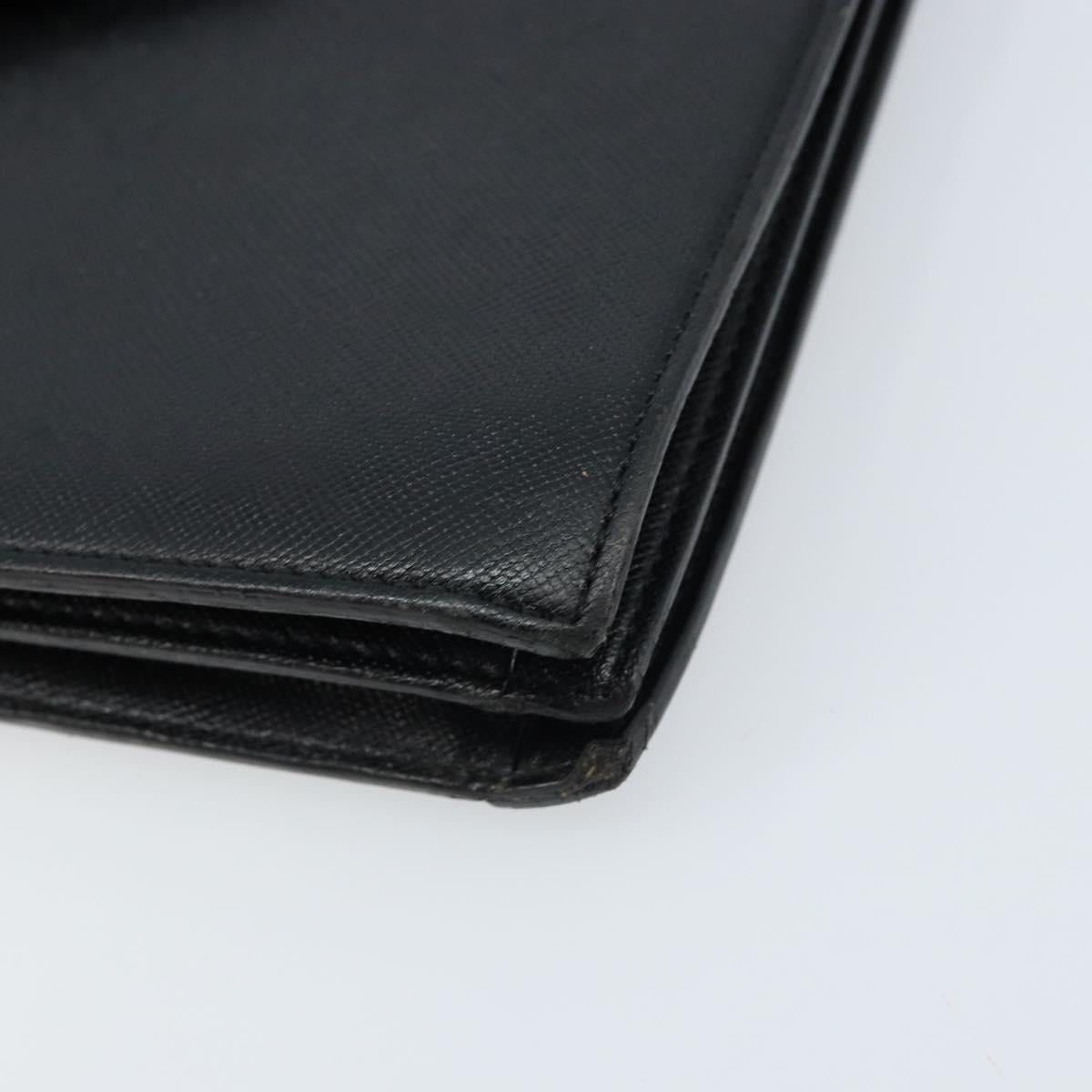SAINT LAURENT Hand Bag Leather Black Auth 166862