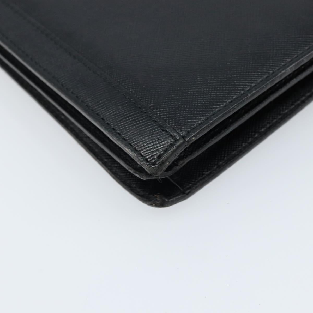 SAINT LAURENT Hand Bag Leather Black Auth 166862