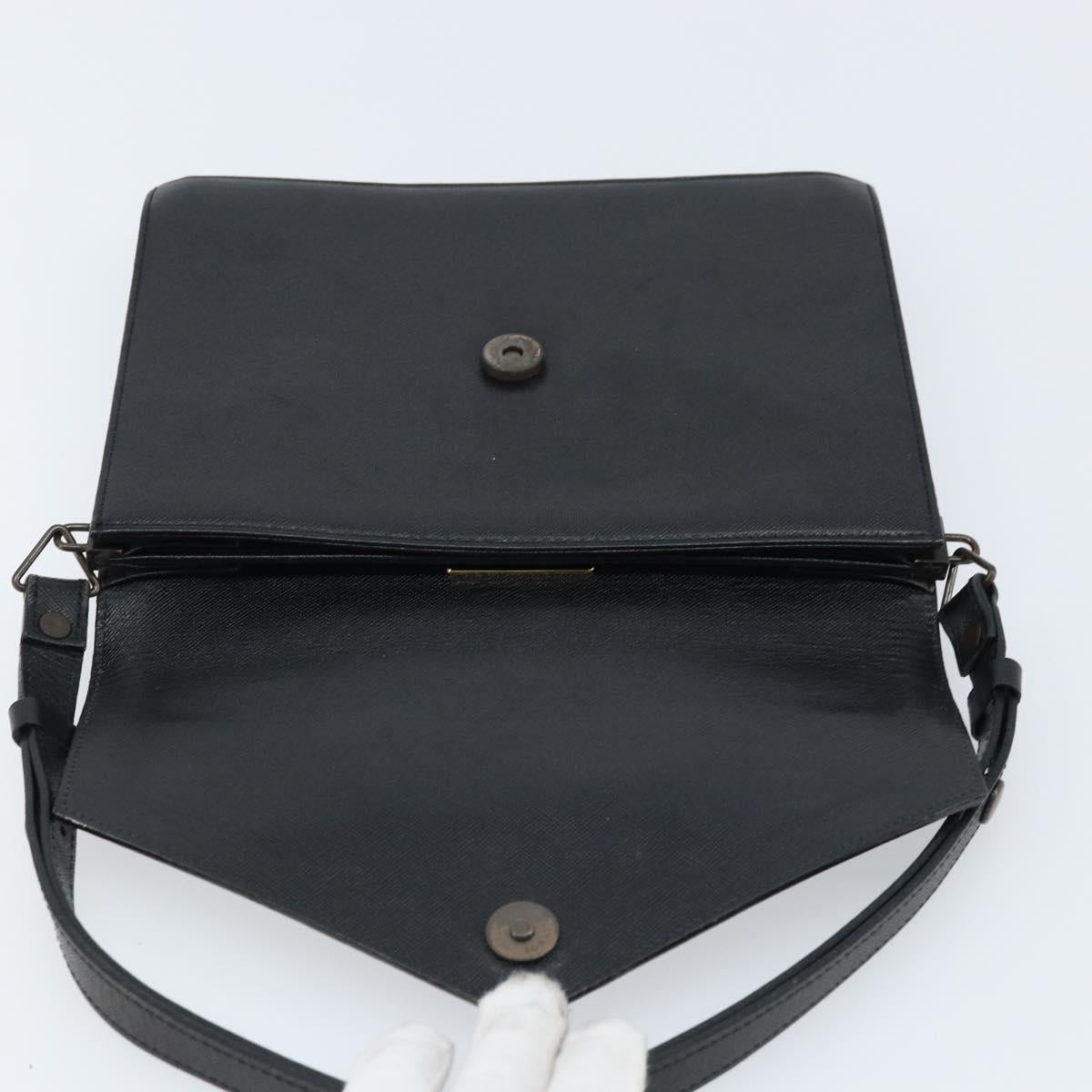 SAINT LAURENT Hand Bag Leather Black Auth 166862