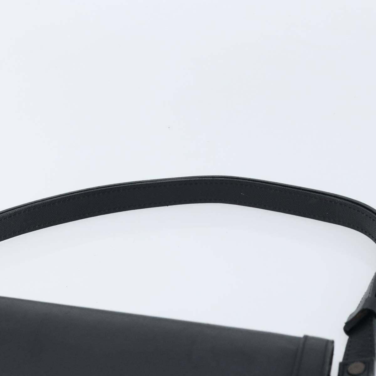 SAINT LAURENT Hand Bag Leather Black Auth 166862